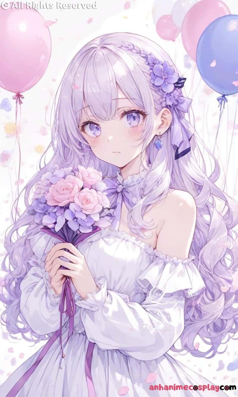 ảnh anime màu tím xinh